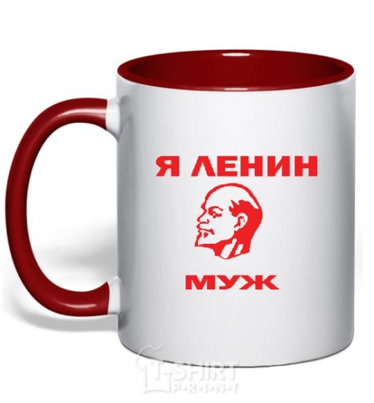 Mug with a colored handle I'M LENIN'S MAN red фото