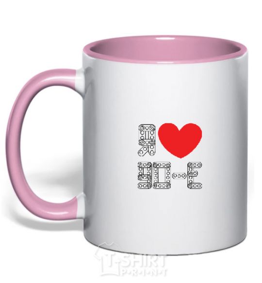 Mug with a colored handle I LOVE the '90s light-pink фото