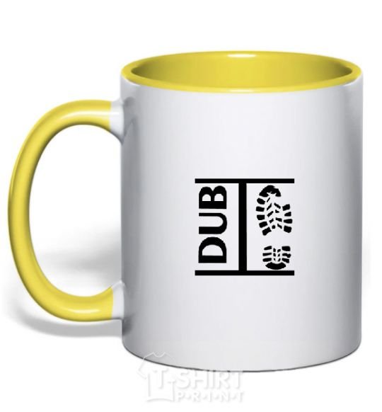 Mug with a colored handle DUB STEP yellow фото