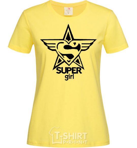 Women's T-shirt SUPER GIRL b&w image cornsilk фото