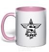Mug with a colored handle SUPER GIRL b&w image light-pink фото