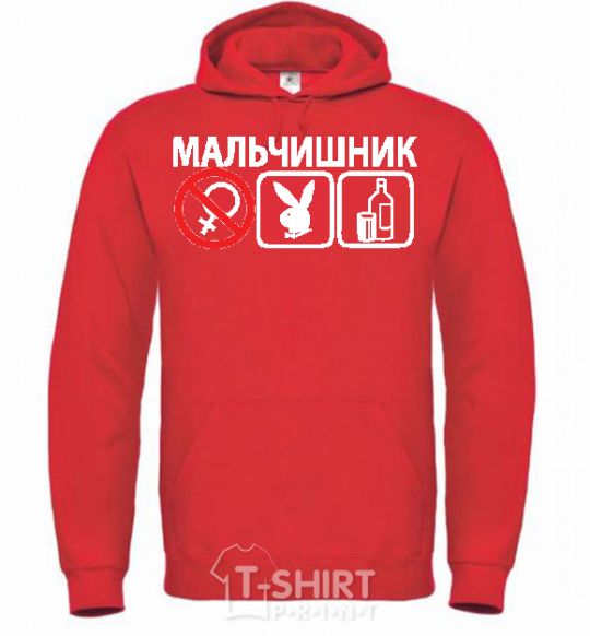 Men`s hoodie PLAYBOY BACHELOR PARTY bright-red фото