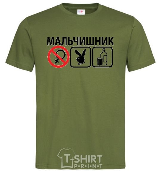 Мужская футболка МАЛЬЧИШНИК PLAYBOY Оливковый фото