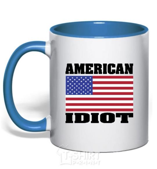 Mug with a colored handle AMERICAN IDIOT royal-blue фото