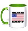 Mug with a colored handle AMERICAN IDIOT kelly-green фото