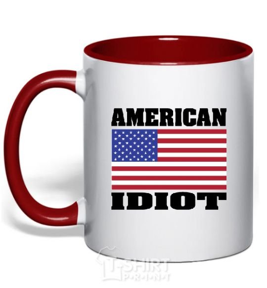 Mug with a colored handle AMERICAN IDIOT red фото