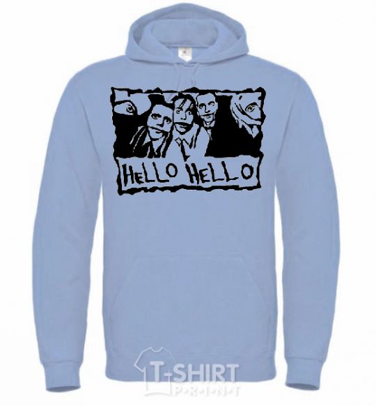 Men`s hoodie HELLO HELLO sky-blue фото