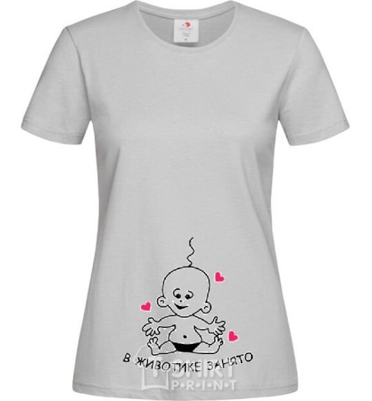 Women's T-shirt THE TUMMY'S BUSY grey фото