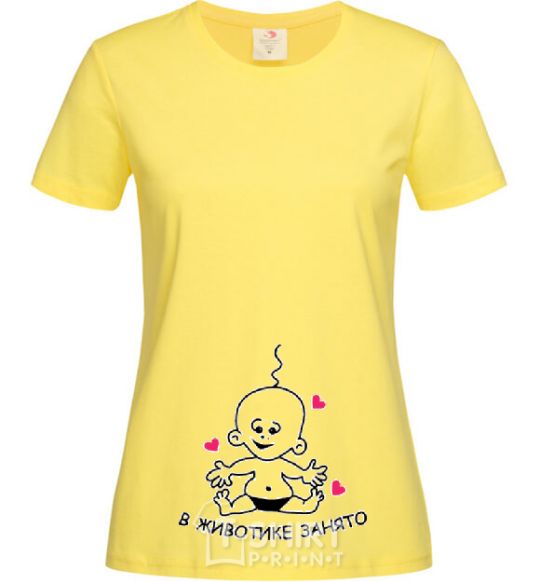 Women's T-shirt THE TUMMY'S BUSY cornsilk фото