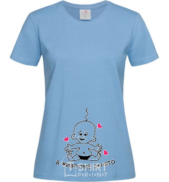 Women's T-shirt THE TUMMY'S BUSY sky-blue фото