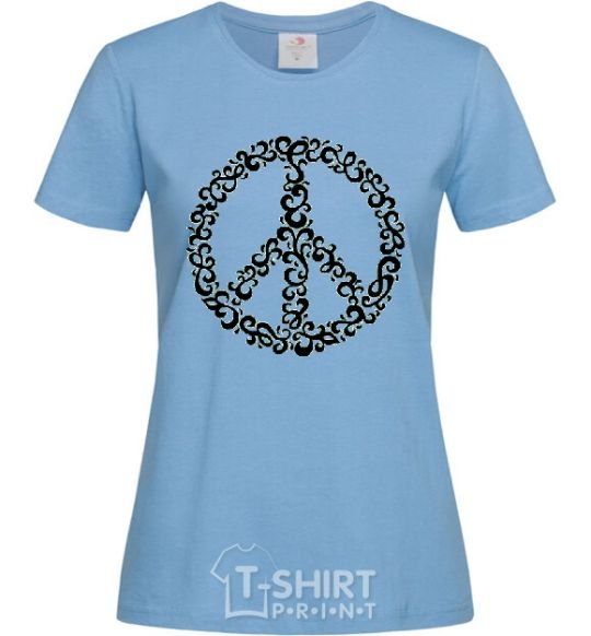 Women's T-shirt PEACE sky-blue фото