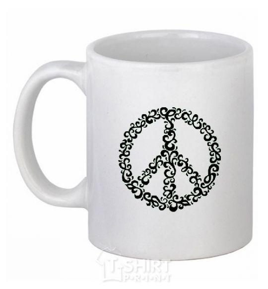 Ceramic mug PEACE White фото