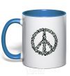 Mug with a colored handle PEACE royal-blue фото