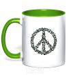 Mug with a colored handle PEACE kelly-green фото