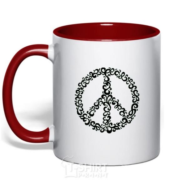 Mug with a colored handle PEACE red фото