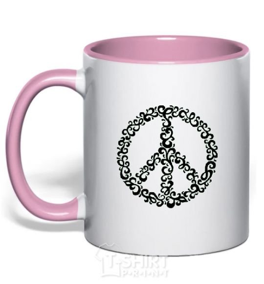 Mug with a colored handle PEACE light-pink фото