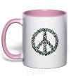 Mug with a colored handle PEACE light-pink фото