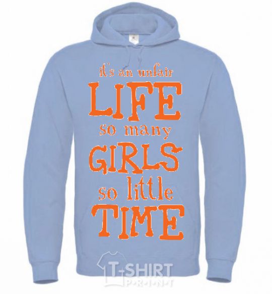 Men`s hoodie IT'S AN UNFAIR LIFE... sky-blue фото