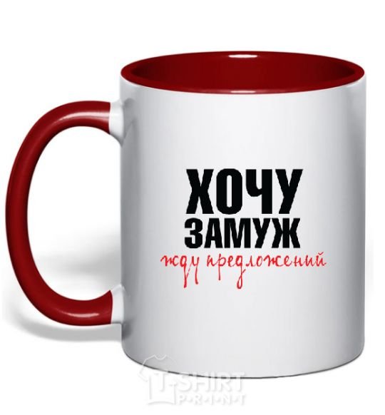 Mug with a colored handle WAITING FOR SUGGESTIONS red фото