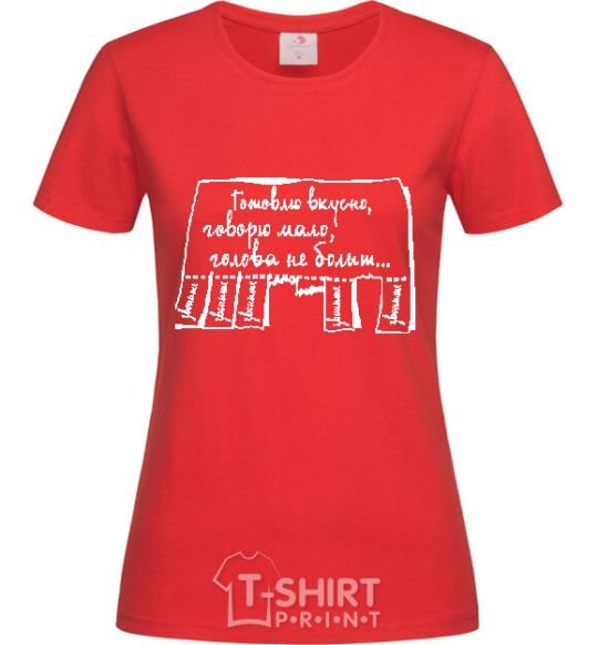 Women's T-shirt I SAY LITTLE... b/w print red фото