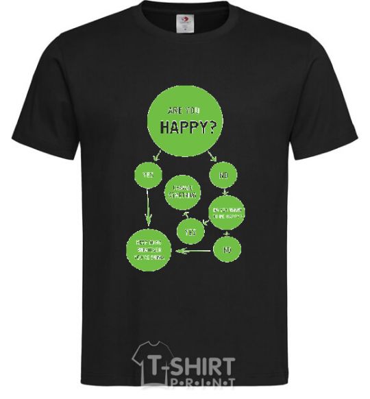 Men's T-Shirt ARE YOU HAPPY? black фото