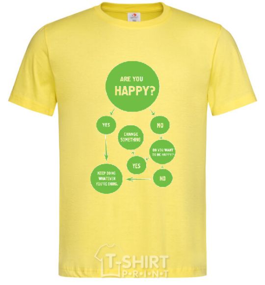 Men's T-Shirt ARE YOU HAPPY? cornsilk фото