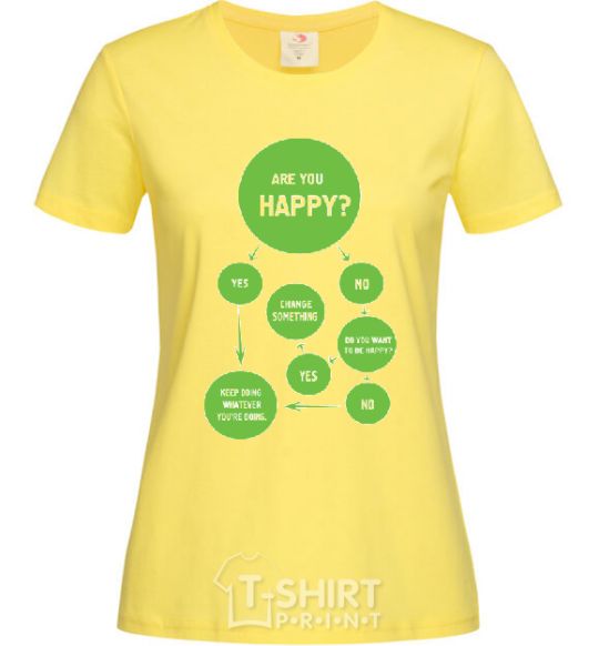 Women's T-shirt ARE YOU HAPPY? cornsilk фото