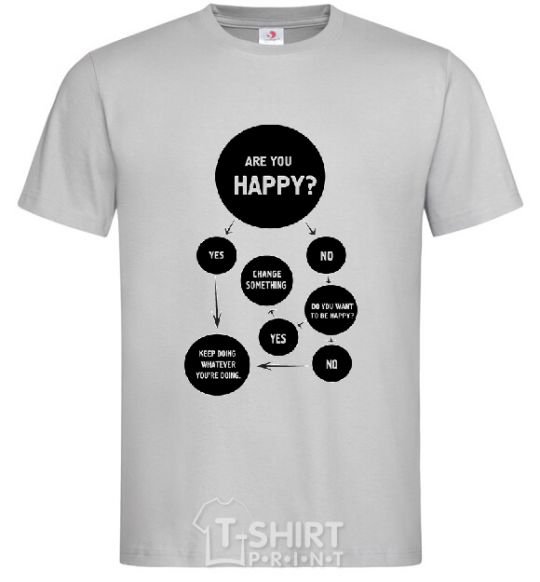 Men's T-Shirt ARE YOU HAPPY? grey фото