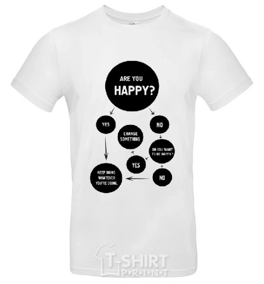 Men's T-Shirt ARE YOU HAPPY? White фото