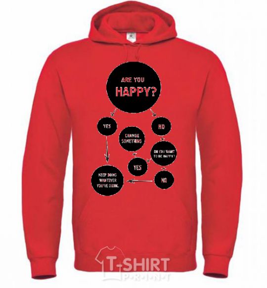Men`s hoodie ARE YOU HAPPY? bright-red фото