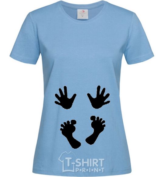 Women's T-shirt Handles legs sky-blue фото