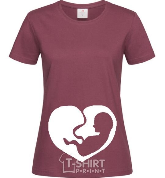 Women's T-shirt BABY in the tummy burgundy фото