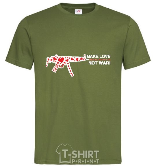 Мужская футболка MAKE LOVE NOT WAR! Оливковый фото
