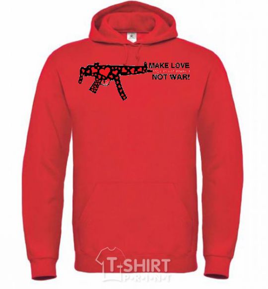 Men`s hoodie MAKE LOVE NOT WAR! bright-red фото