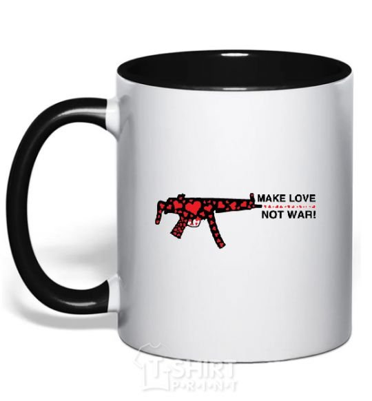 Mug with a colored handle MAKE LOVE NOT WAR! black фото