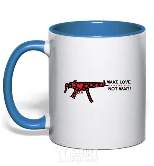 Mug with a colored handle MAKE LOVE NOT WAR! royal-blue фото