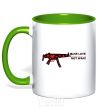 Mug with a colored handle MAKE LOVE NOT WAR! kelly-green фото
