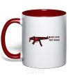Mug with a colored handle MAKE LOVE NOT WAR! red фото