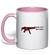 Mug with a colored handle MAKE LOVE NOT WAR! light-pink фото