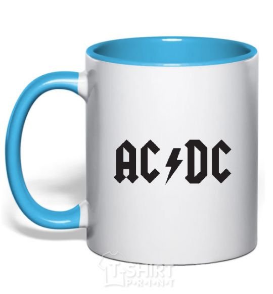 Mug with a colored handle AC/DC sky-blue фото