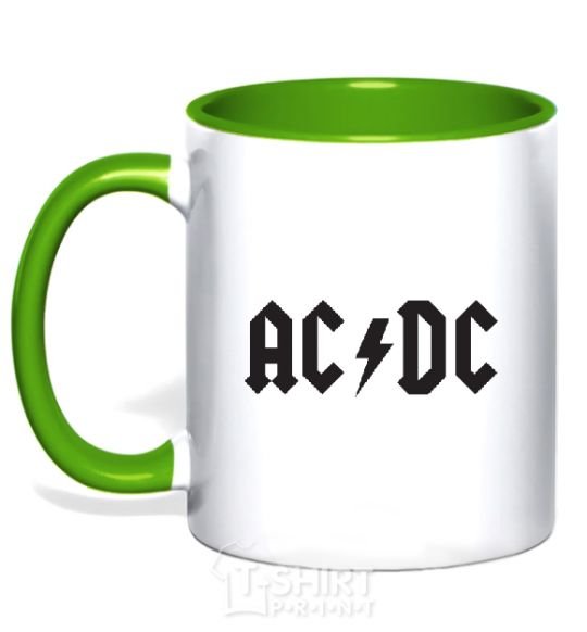 Mug with a colored handle AC/DC kelly-green фото