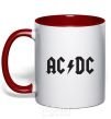 Mug with a colored handle AC/DC red фото