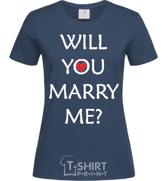 Women's T-shirt WILL YOU MARRY ME? navy-blue фото