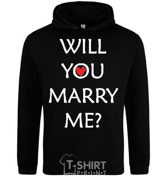 Мужская толстовка (худи) WILL YOU MARRY ME? Черный фото