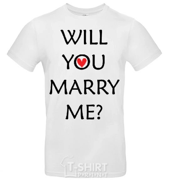 Men's T-Shirt WILL YOU MARRY ME? White фото