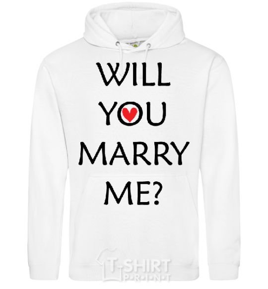 Мужская толстовка (худи) WILL YOU MARRY ME? Белый фото