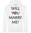 Men`s hoodie WILL YOU MARRY ME? White фото