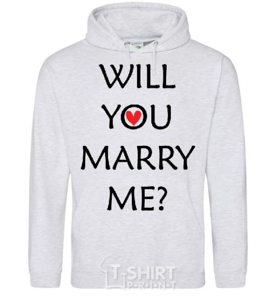 Men`s hoodie WILL YOU MARRY ME? sport-grey фото