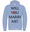 Men`s hoodie WILL YOU MARRY ME? sky-blue фото