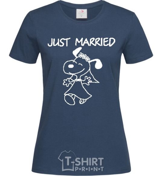 Women's T-shirt JUST MARRIED navy-blue фото